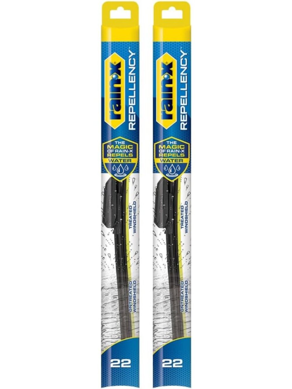 22” Water Repellent Windshield Wiper Blades - Streak-Free, All-Weather, Pack of